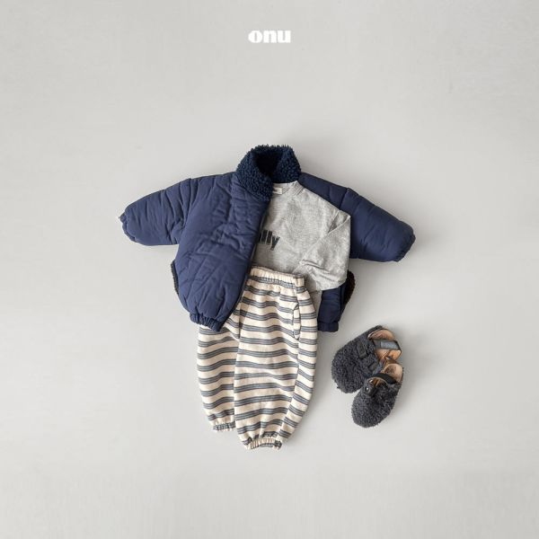 條紋拼色衛褲｜2COLORS 