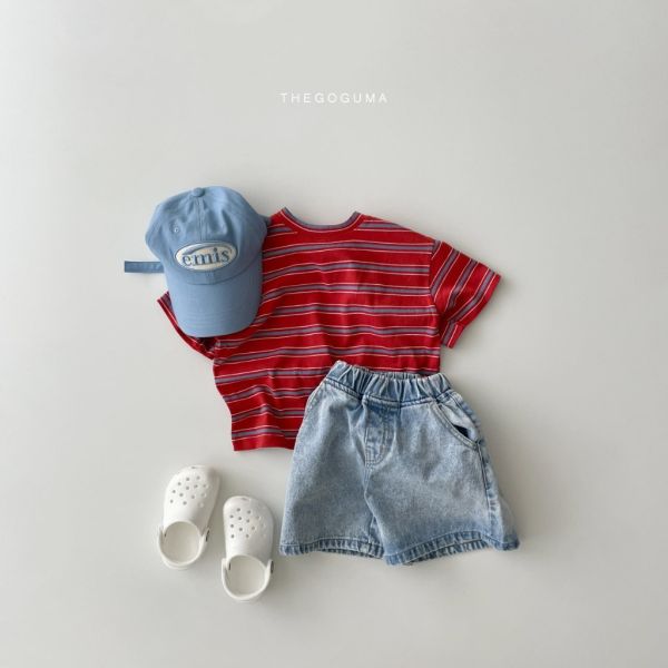 條紋拼色短袖TEE｜2COLORS 