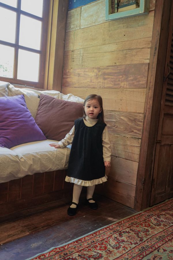 燈芯絨蕾絲背心裙｜2COLORS 