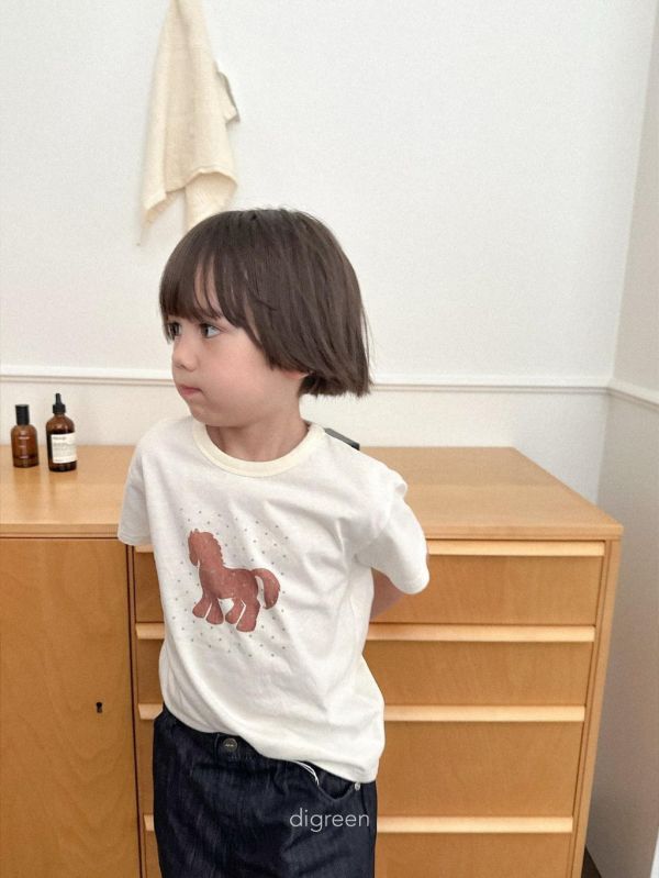 DIGREEN｜棕色小馬棉質短TEE 