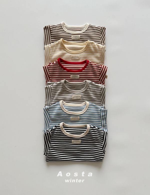 條紋圓領長TEE｜6COLORS 