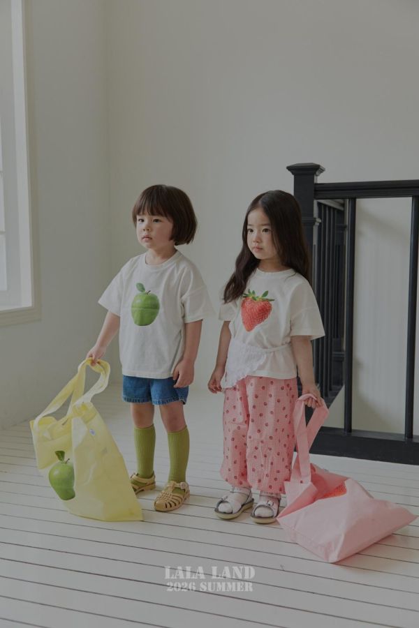 LALALAND｜草莓&花花輕薄縮口褲 
