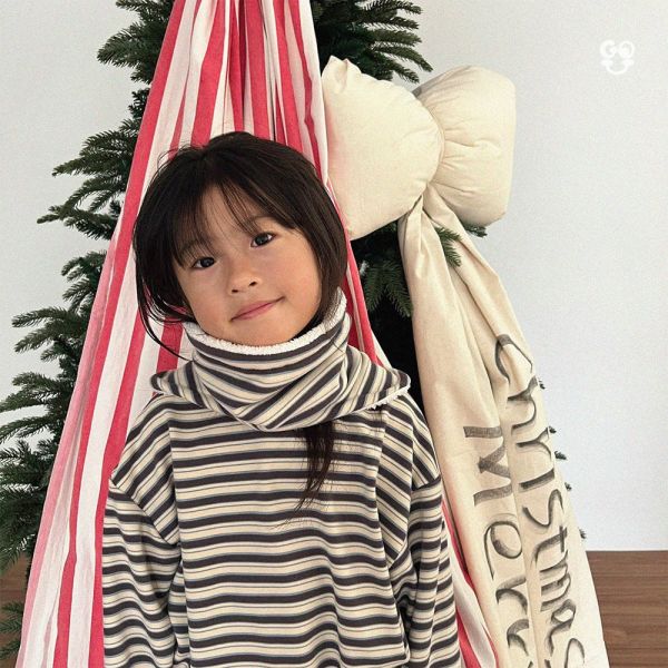 條紋抽繩連帽圍脖｜4COLORS 