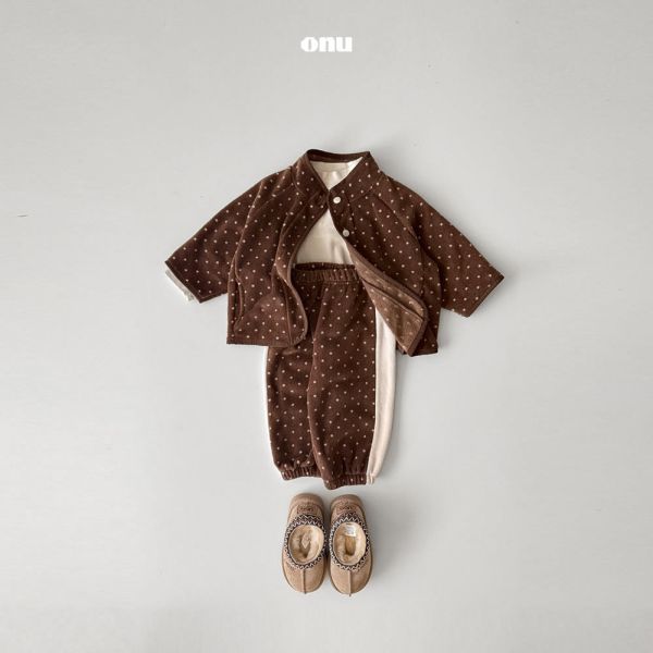 點點側線條縮口褲｜2COLORS 