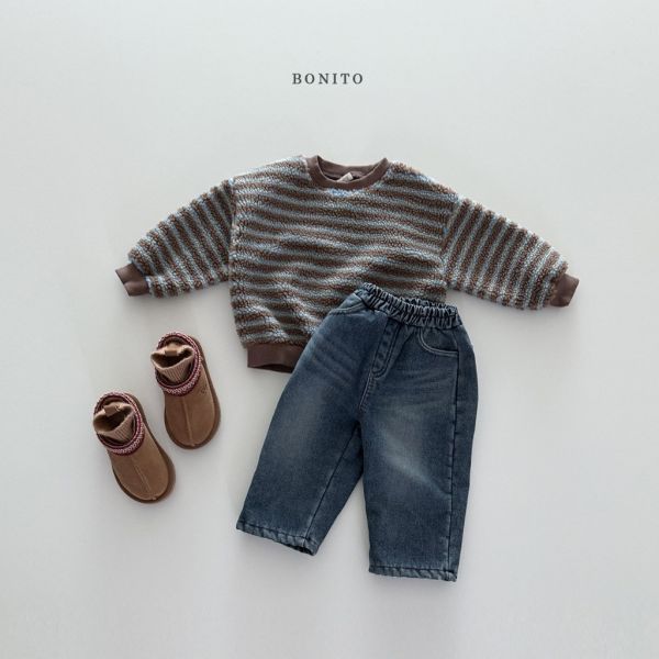 羊羔毛條紋上衣｜2COLORS 