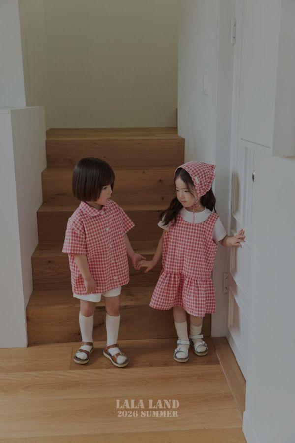LALALAND｜碎花格子襯衫 