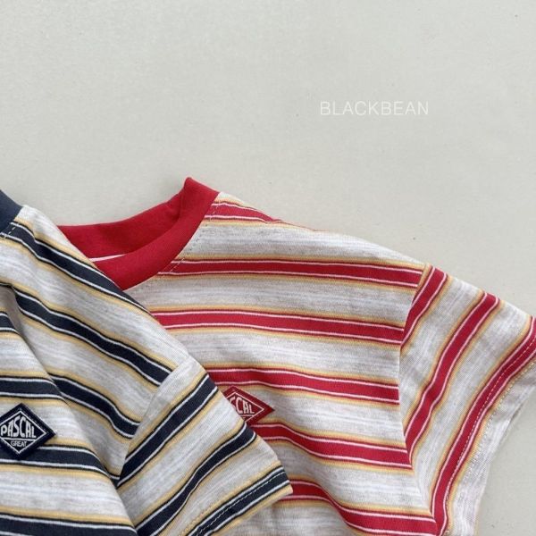 BLACKBEAN｜條紋拼色短TEE 