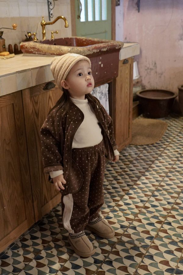 點點側線條縮口褲｜2COLORS 