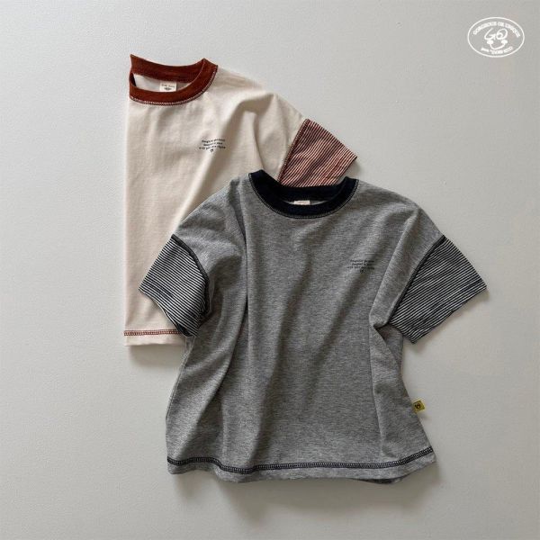 GOU｜條紋拼接短TEE 