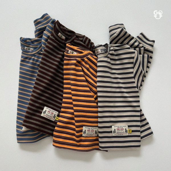 拼色條紋長袖TEE｜4COLORS 