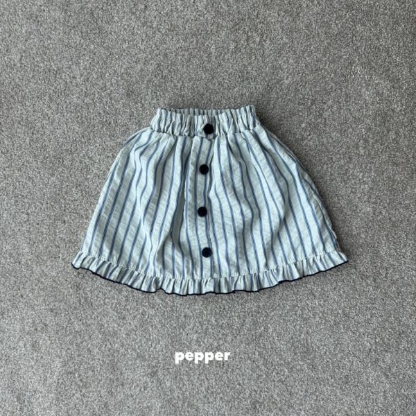 直條紋釦飾小裙｜2COLORS 