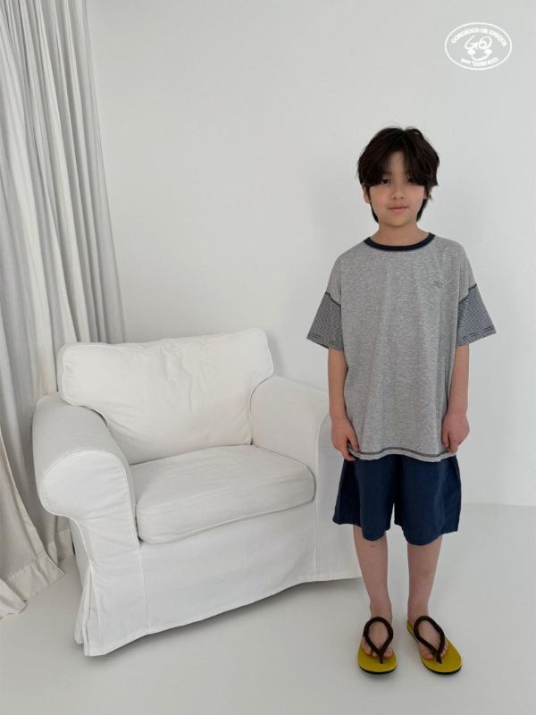 GOU｜條紋拼接短TEE 