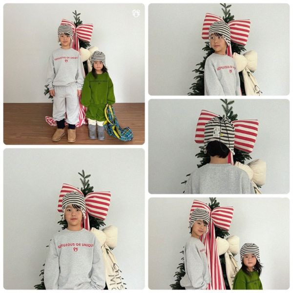 條紋抽繩連帽圍脖｜4COLORS 