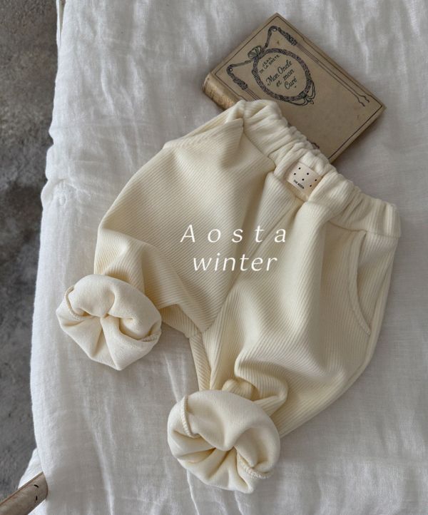 棉花糖坑條加絨鬆緊褲｜5COLORS 