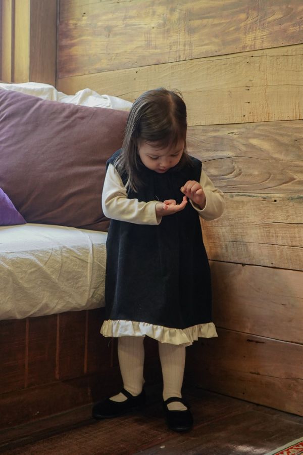 燈芯絨蕾絲背心裙｜2COLORS 