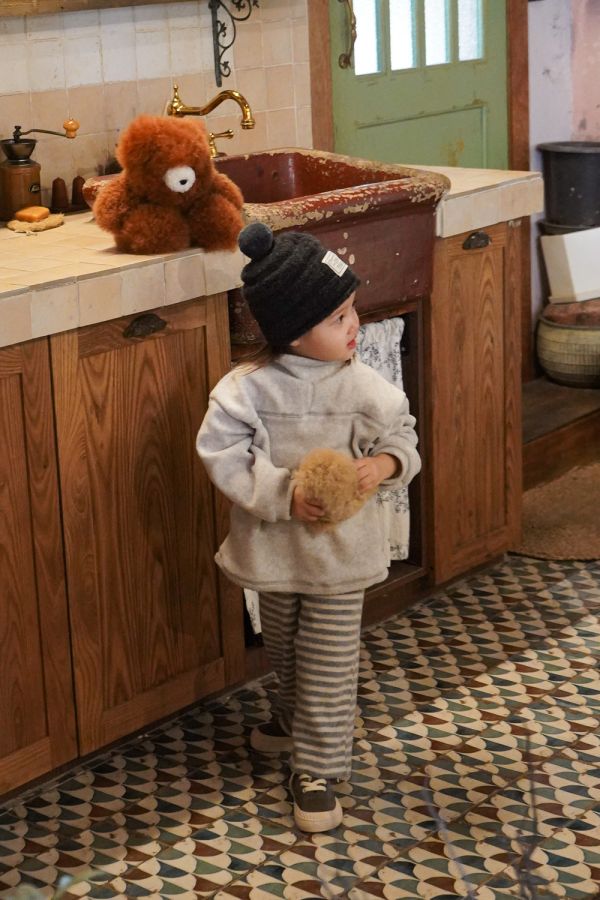 條紋直筒刷毛褲｜2COLORS 