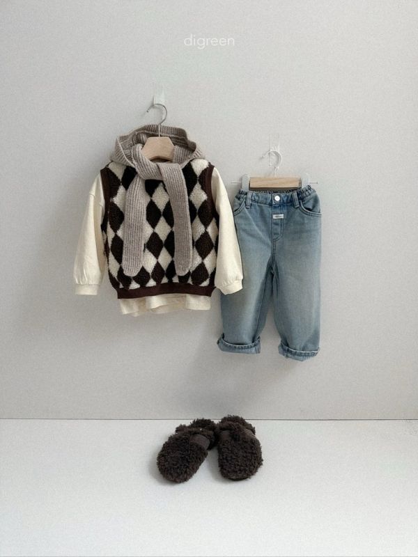 菱格紋羊羔毛背心｜2COLORS 