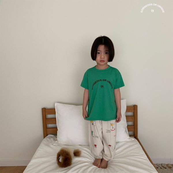 可愛卡通塗鴉縮口褲｜2COLORS 