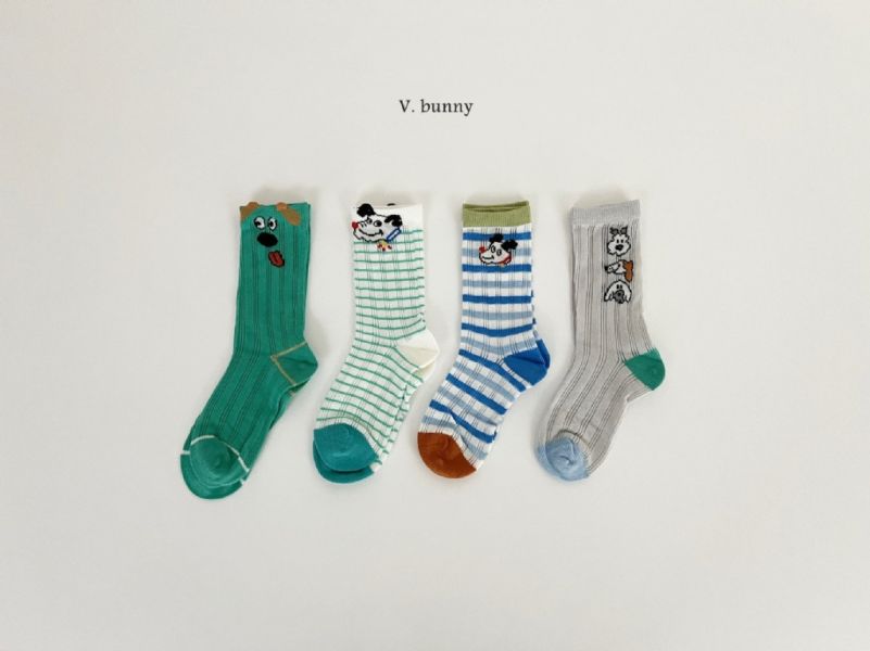 綠色吐舌頭狗狗透氣襪襪組(4入)｜SET 