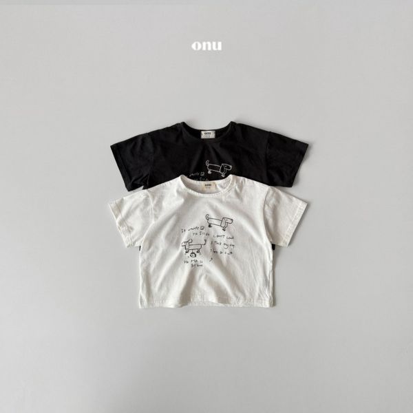 手繪感狗狗短TEE｜2COLORS 