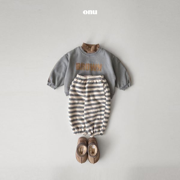 條紋拼色衛褲｜2COLORS 