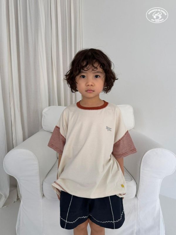 GOU｜條紋拼接短TEE 