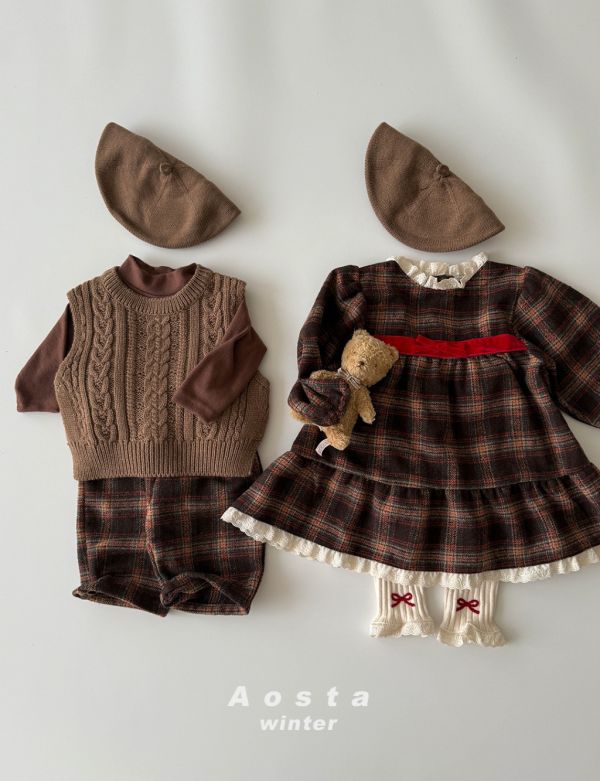 格紋鬆緊長褲｜2COLORS 