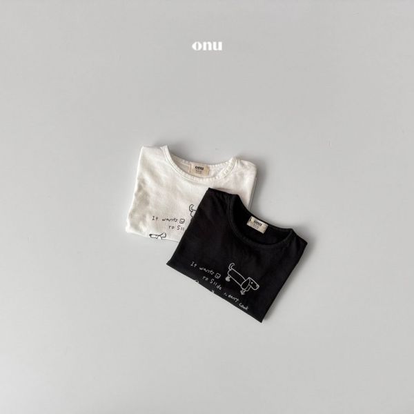手繪感狗狗短TEE｜2COLORS 