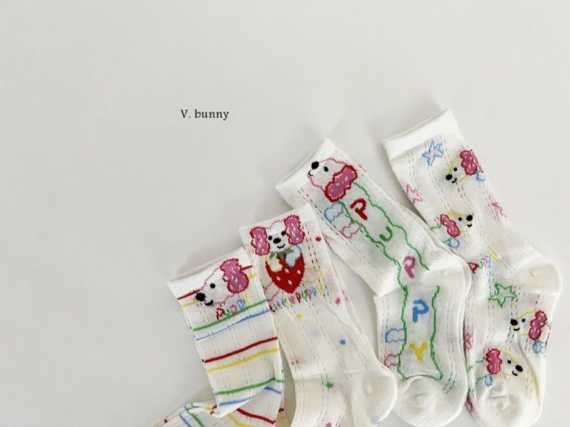 puppy粉紅耳狗狗透氣襪襪組(4入)｜SET 