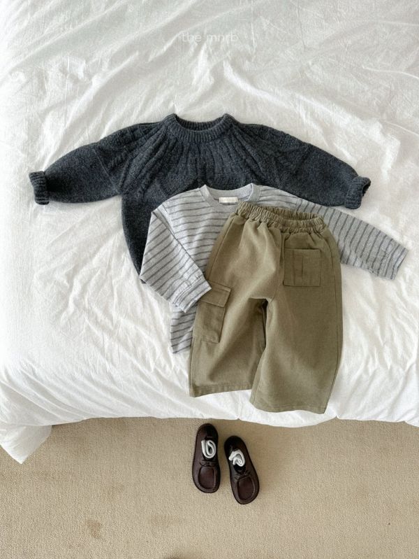 口袋拼接直筒長褲｜2COLORS 