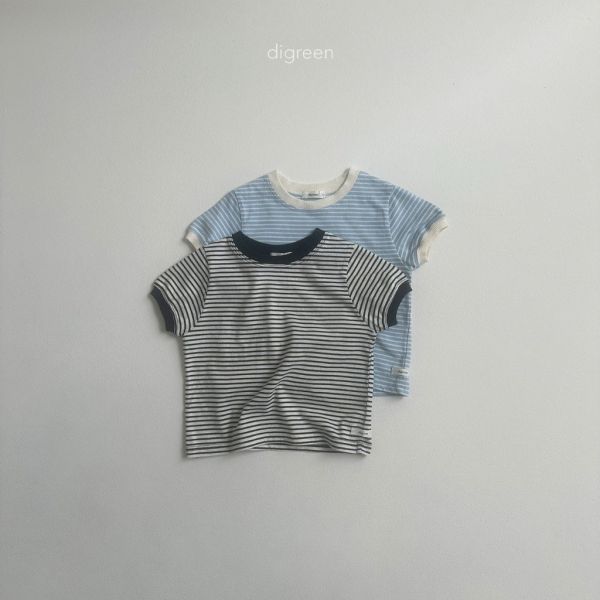 條紋包邊袖短TEE｜2COLORS 