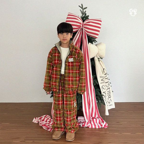 復古格紋抽繩褲｜2COLORS 