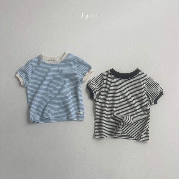 條紋包邊袖短TEE｜2COLORS 