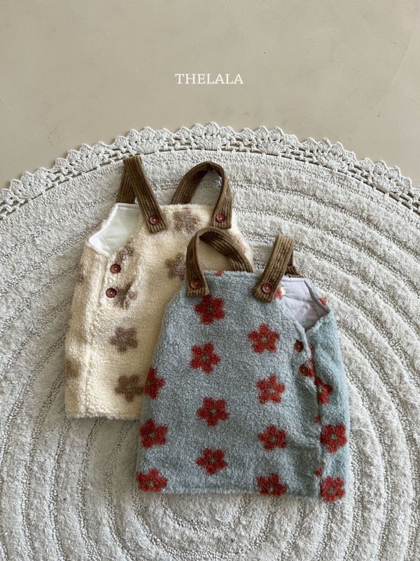 小花羊羔毛連衣裙｜2COLORS 