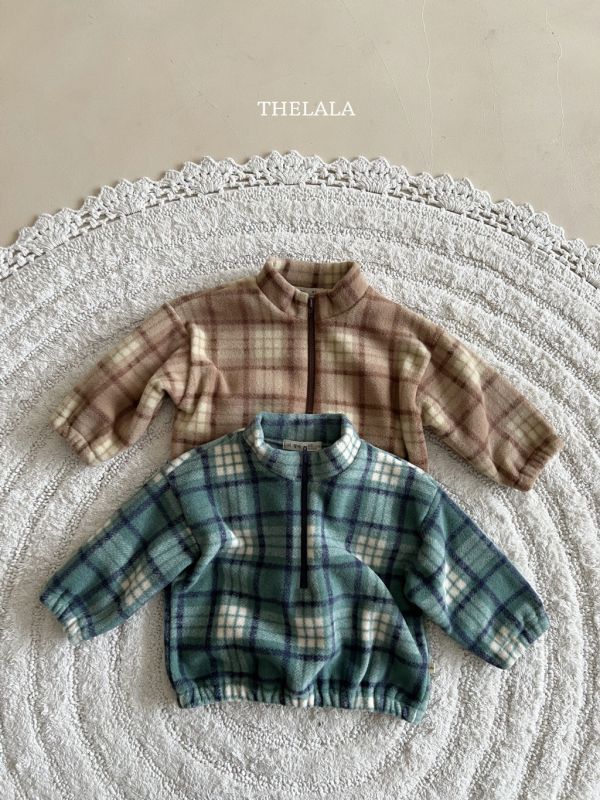 立領拉鍊格紋衛衣｜2COLORS 