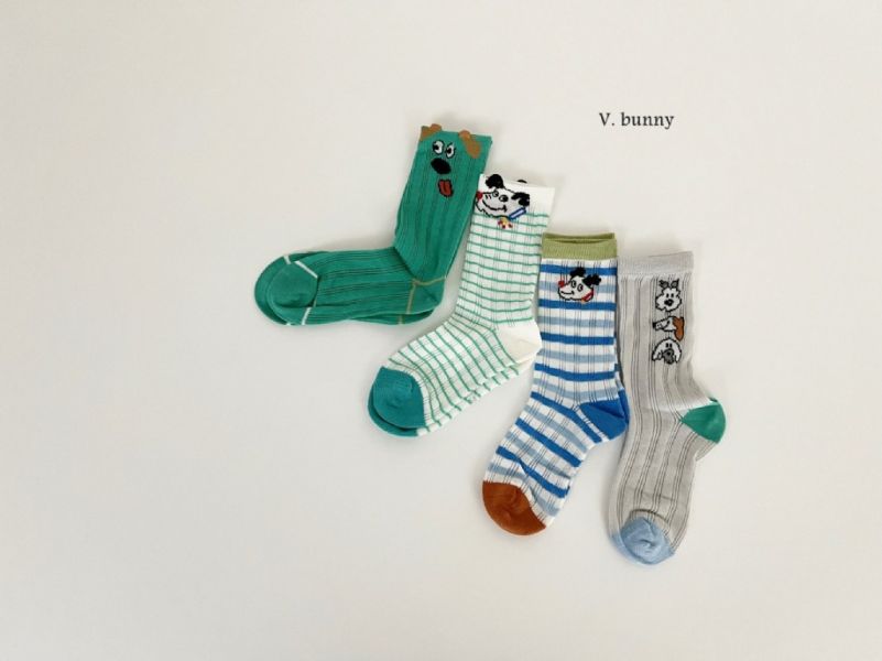 綠色吐舌頭狗狗透氣襪襪組(4入)｜SET 