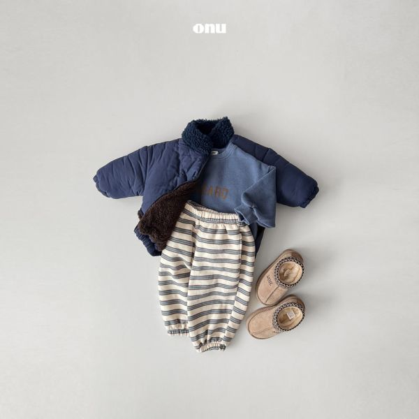 條紋拼色衛褲｜2COLORS 