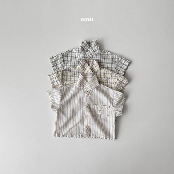 格紋口袋短袖襯衫｜3COLORS 