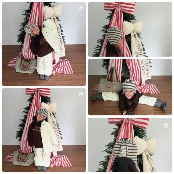 條紋抽繩連帽圍脖｜4COLORS 