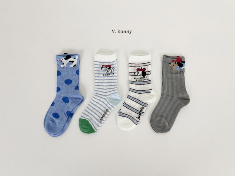 藍圓點狗狗透氣襪襪組(4入)｜SET 