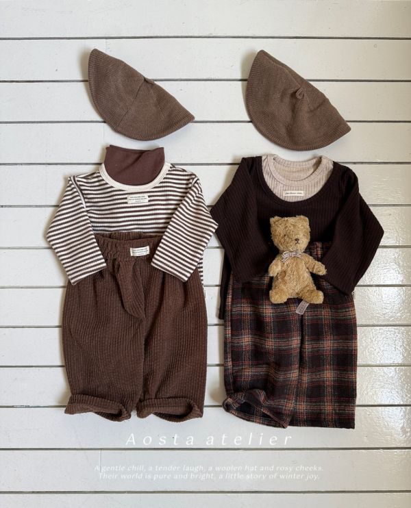 格紋鬆緊長褲｜2COLORS 