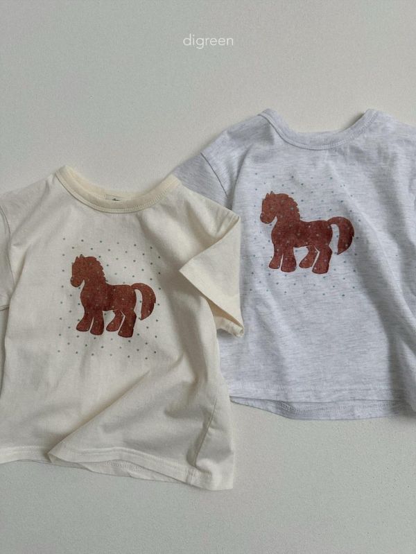 DIGREEN｜棕色小馬棉質短TEE 