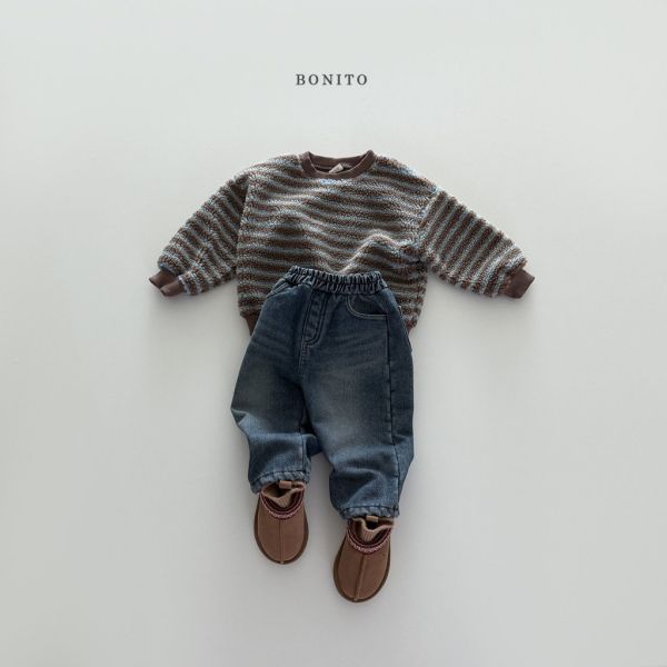 羊羔毛條紋上衣｜2COLORS 