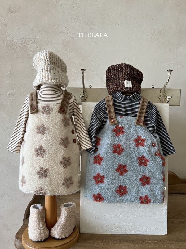 小花羊羔毛連衣裙｜2COLORS 