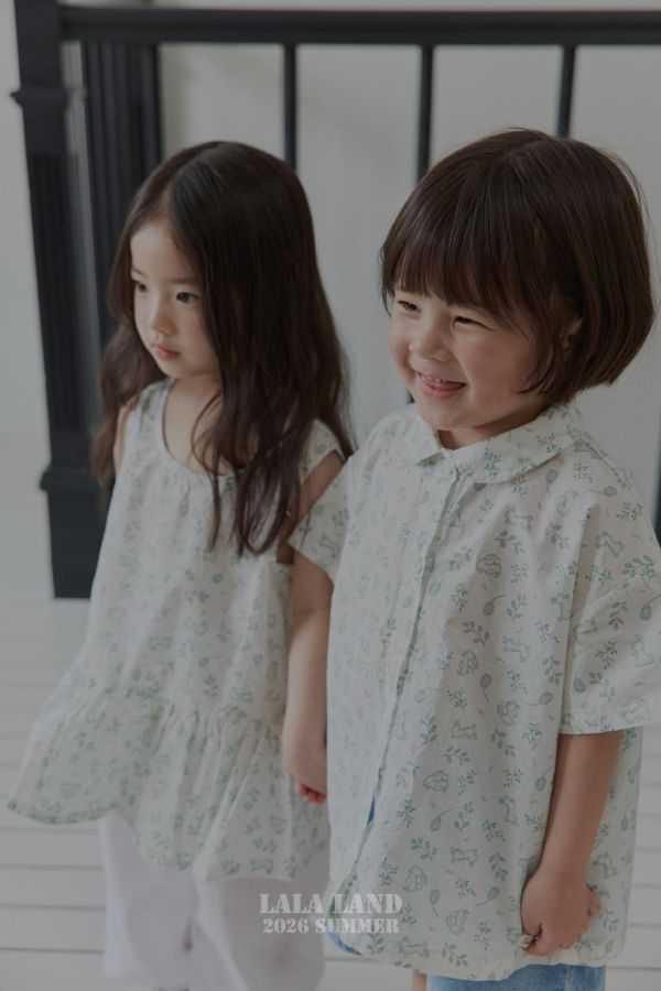 LALALAND｜碎花格子襯衫 