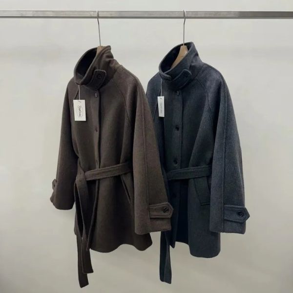 中長版立領wool50%羊毛大衣｜咖 