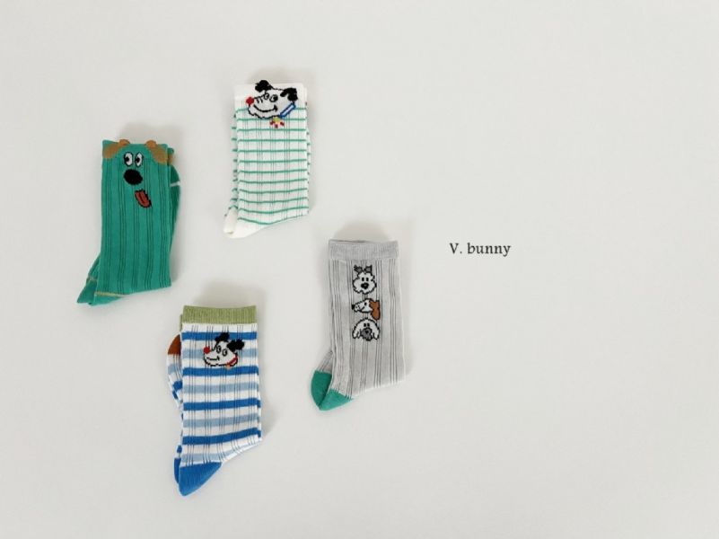 綠色吐舌頭狗狗透氣襪襪組(4入)｜SET 