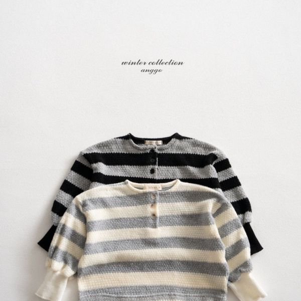 寬條紋編織上衣｜2COLORS 