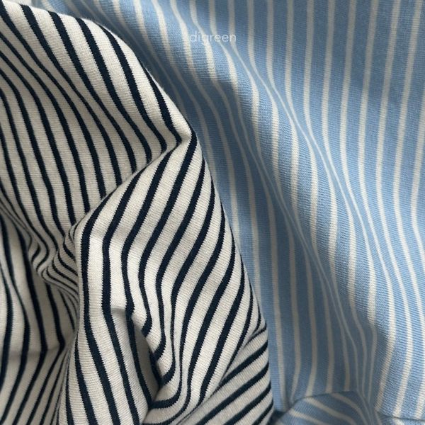 條紋包邊袖短TEE｜2COLORS 