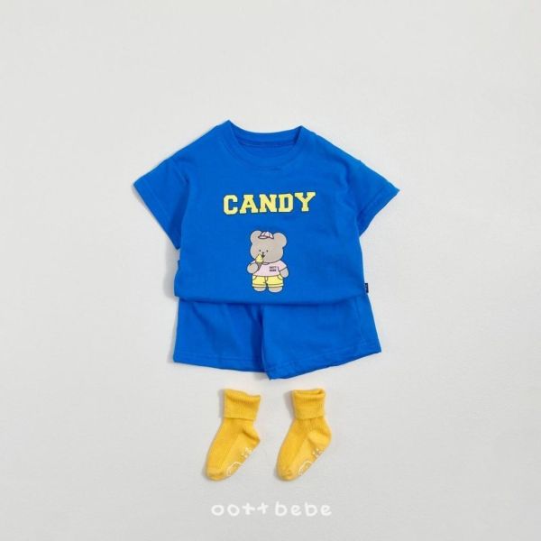 OOTTBEBE｜糖果熊套裝(上衣+短褲) 